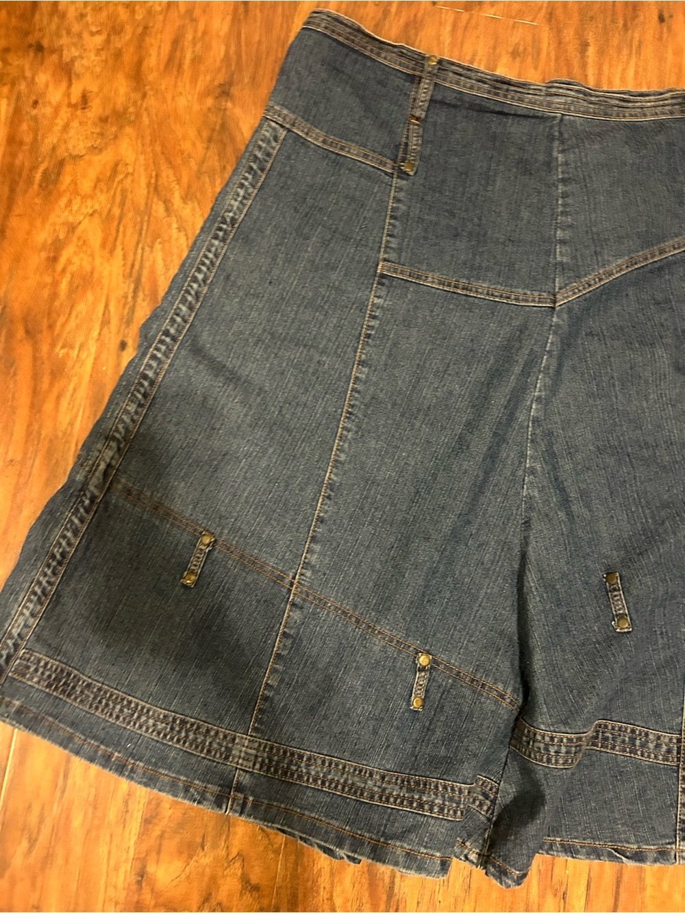 Denim Patchwork A-Line Skirt - Picture 2 of 8